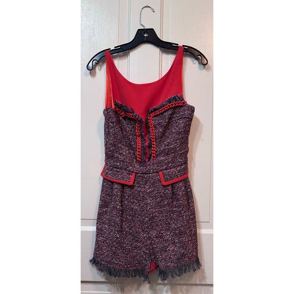 NWT Elisabetta Franchi Red Blue Tweed Open Back Romper Size 40 US 4 - Picture 3 of 14